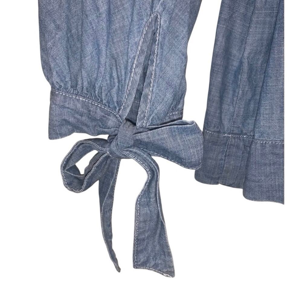 Gap Chambray Square Neck Tie Sleeve Blouse Small Cottagecore Top - Picture 3 of 6